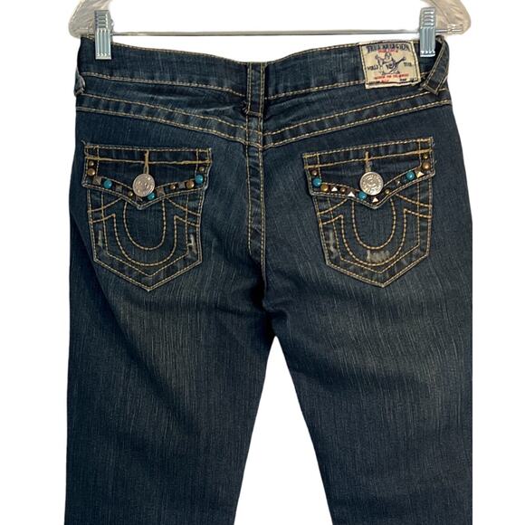 True Religion Billy Jeans Womens Size 28 Blue Straight Leg Low Rise Designer - Picture 4 of 12